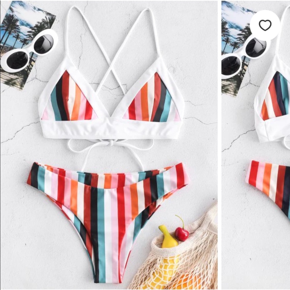 Colorful striped bikini set 🏖